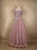 Dusty Rose Pink Sequin Embellished Net Party Wear Gown
