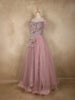 Dusty Rose Pink Sequin Embellished Net Party Wear Gown
