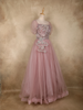 Dusty Rose Pink Sequin Embellished Net Party Wear Gown