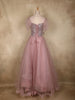 Dusty Rose Pink Sequin Embellished Net Party Wear Gown