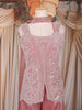 Dusty Rose Pink Sequins Design Organza Palazzo Suit with Choker Dupatta