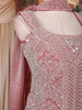 Dusty Rose Pink Sequins Design Organza Palazzo Suit with Choker Dupatta