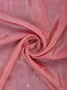 Dusty Rose Pink Sequins Design Organza Silk Saree With Floral Embroidered Border - Diadem