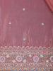 Dusty Rose Pink Sequins Design Organza Silk Saree With Floral Embroidered Border - Diadem