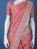 Dusty Rose Pink Sequins Design Organza Silk Saree With Floral Embroidered Border - Diadem