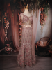 Dusty Rose Pink Floral Sequins Embroidered Design Mermaid Net Lehenga