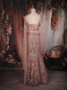 Dusty Rose Pink Floral Sequins Embroidered Design Mermaid Net Lehenga