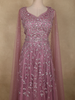 Dusty Rose Pink Sequins Embroidered Design Net Party Gown