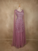Dusty Rose Pink Sequins Embroidered Design Net Party Gown