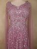 Dusty Rose Pink Sequins Embroidered Design Net Party Gown