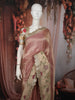 Dusty Rose Pink Solid Woven Design Pure Tissue Silk Party Wear Saree with Scalloped Border