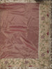 Dusty Rose Pink Solid Woven Design Pure Tissue Silk Party Wear Saree with Scalloped Border