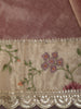 Dusty Rose Pink Solid Woven Design Pure Tissue Silk Party Wear Saree with Scalloped Border