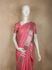 Dusty Rose Pink Stripes Zari Woven Design Pure Kanchipuram Silk Saree with Zari Border