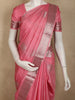 Dusty Rose Pink Stripes Zari Woven Design Pure Kanchipuram Silk Saree with Zari Border