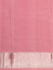 Dusty Rose Pink Stripes Zari Woven Design Pure Kanchipuram Silk Saree with Zari Border