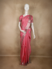 Dusty Rose Pink Stripes Zari Woven Design Pure Kanchipuram Silk Saree with Zari Border