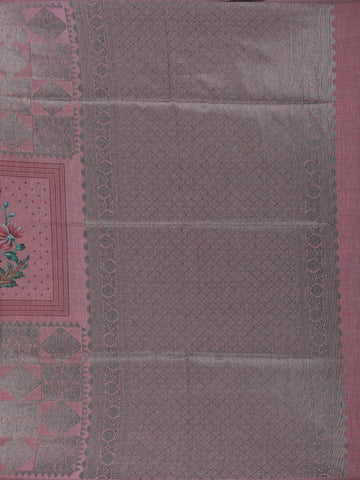 Dusty Rose Pink floral Design Semi Tissue Saree - Diadem