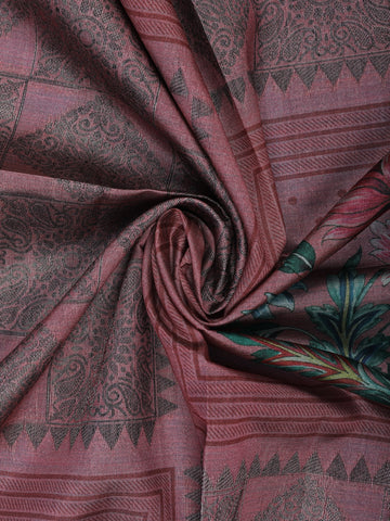 Dusty Rose Pink floral Design Semi Tissue Saree - Diadem