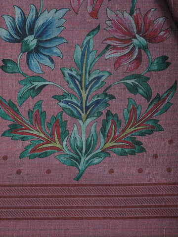 Dusty Rose Pink floral Design Semi Tissue Saree - Diadem