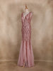 Dusty Rose Sequins Embroidered Mermaid Net Gown