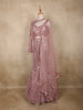Dusty Rose Sequins Embroidered Net Mermaid Lehenga Set with One-Sleeve Choker Blouse