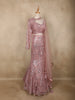 Dusty Rose Sequins Embroidered Net Mermaid Lehenga Set with One-Sleeve Choker Blouse