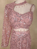 Dusty Rose Sequins Embroidered Net Mermaid Lehenga Set with One-Sleeve Choker Blouse