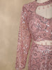 Dusty Rose Sequins Embroidered Net Mermaid Lehenga Set with One-Sleeve Choker Blouse