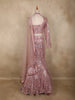 Dusty Rose Sequins Embroidered Net Mermaid Lehenga Set with One-Sleeve Choker Blouse