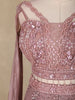 Dusty Rose Sequins and Bead Embroidered Net Mermaid Lehenga Set