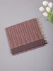 Dusty Rose Striped Ikat-Inspired Woven Cotton Saree with Solid Border