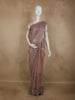 Dusty Rose Wine Floral Embroidered Design Net Designer Saree