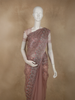 Dusty Rose Wine Floral Embroidered Design Net Designer Saree