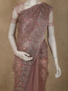 Dusty Rose Wine Floral Embroidered Design Net Designer Saree
