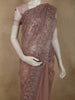 Dusty Rose Wine Floral Embroidered Design Net Designer Saree