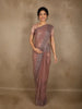 Dusty Rose Wine Floral Embroidered Design Net Designer Saree