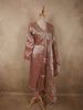 Dusty Rosewood Mauve Sequins Embroidered Design Tissue Silk Salwar Straight Cut Salwar Suit with Dupatta