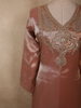 Dusty Rosewood Mauve Sequins Embroidered Design Tissue Silk Salwar Straight Cut Salwar Suit with Dupatta