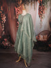 Dusty Sage Green Abstract Beads Embroidered Design Tissue Silk Anarkali Salwar Suit with Matching Designer Dupatta