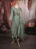 Dusty Sage Green Abstract Beads Embroidered Design Tissue Silk Anarkali Salwar Suit with Matching Designer Dupatta