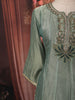 Dusty Sage Green Abstract Beads Embroidered Design Tissue Silk Anarkali Salwar Suit with Matching Designer Dupatta