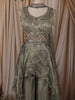 Dusty Sage Green Floral Sequins Embroidered Design Tissue Silk Palazzo Suit with Choker Dupatta