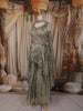 Dusty Sage Green Floral Sequins Embroidered Design Tissue Silk Palazzo Suit with Choker Dupatta