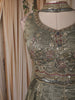Dusty Sage Green Floral Sequins Embroidered Design Tissue Silk Palazzo Suit with Choker Dupatta