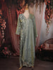 Dusty Sage Green Floral Sequins and Beads Embroidered Design Tissue Organza Salwar with Dupatta