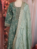 Dusty Sage Green Floral Zari and Mirror Embroidered Design Tissue Organza Salwar Suit