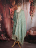 Dusty Sage Green Floral Zari and Mirror Embroidered Design Tissue Organza Salwar Suit