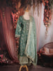 Dusty Sage Green Floral Zari and Mirror Embroidered Design Tissue Organza Salwar Suit