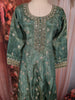 Dusty Sage Green Floral Zari and Mirror Embroidered Design Tissue Organza Salwar Suit